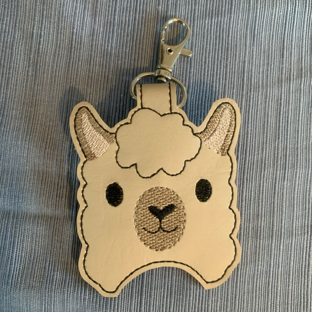 Llama Embroidered Key Chain, Key Fob w/Swivel Clasp Clip, Bag or Purse Charm.